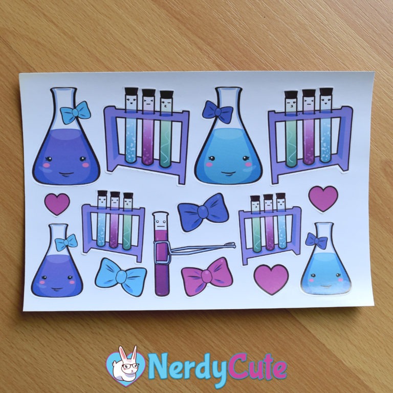 kawaii chemistry cute test tube rack flask stickers