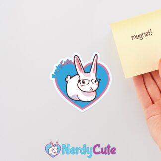 nerdy bunny heart magnet