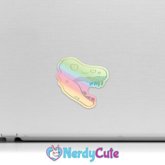 T. rex Skull Holographic Rainbow Sticker